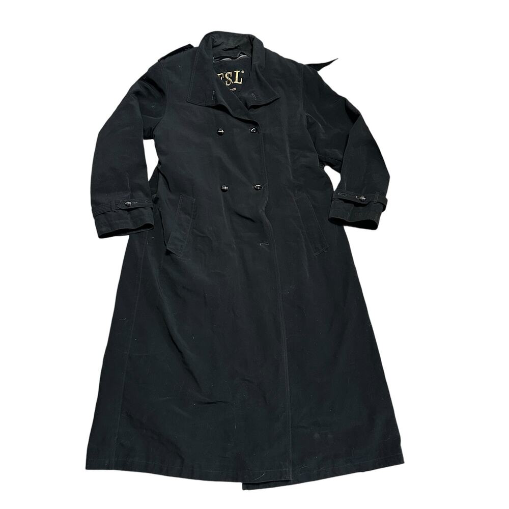 F. S. L. Women's Black Trench Coat Removable Lining Size 8 Casual Chic